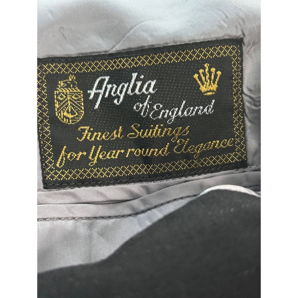 Anglia of England 100% Wool Pinstriped Suit Jacket & Pants | Size 45R | Black - Picture 11 of 16